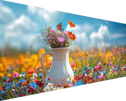 Malen Nach Zahlen Erwachsene Blume Malen Nach Zahlen Landschaft Paint by Numbers Farbige Leinwand mit Pinselset Acrylfarben Kreativ Set für Kinder, Home Wand Deko Wohnzimmer Geschenke 100x200cm m4-270 von BAIYAACO