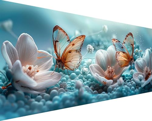 Malen Nach Zahlen Erwachsene Blume Malen Nach Zahlen Schmetterling Paint by Numbers Farbige Leinwand mit Pinselset Acrylfarben Kreativ Set für Erwachsene, Home Wand Deko Wohnzimmer 100x200cm h4-4V von BAIYAACO