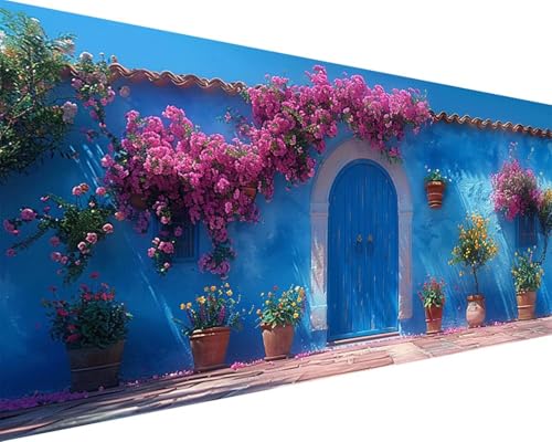 Malen Nach Zahlen Erwachsene Blume Malen Nach Zahlen Tür Paint by Numbers Farbige Leinwand mit Pinselset Acrylfarben Kreativ Set für Erwachsene, Home Wand Deko Wohnzimmer Geschenke 30x60cm f4-14B von BAIYAACO