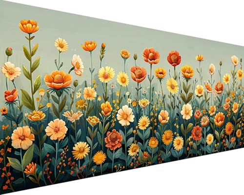 Malen Nach Zahlen Erwachsene Landschaft Malen Nach Zahlen Blume Paint by Numbers Farbige Leinwand mit Pinselset Acrylfarben Kreativ Set für Kinder, Home Wand Deko Wohnzimmer Geschenke 40x80cm k4-267 von BAIYAACO