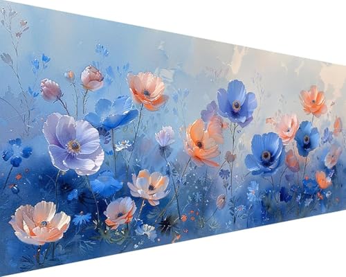 Malen Nach Zahlen Erwachsene Landschaft Malen Nach Zahlen Blume Paint by Numbers Farbige Leinwand mit Pinselset Acrylfarben Kreativ Set für Kinder, Home Wand Deko Wohnzimmer Geschenke 40x80cm u4-26H von BAIYAACO