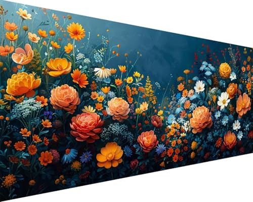 Malen Nach Zahlen Erwachsene Landschaft Malen Nach Zahlen Blume Paint by Numbers Farbige Leinwand mit Pinselset Acrylfarben Kreativ Set für Kinder, Home Wand Deko Wohnzimmer Geschenke 50x100cm f4-18W von BAIYAACO
