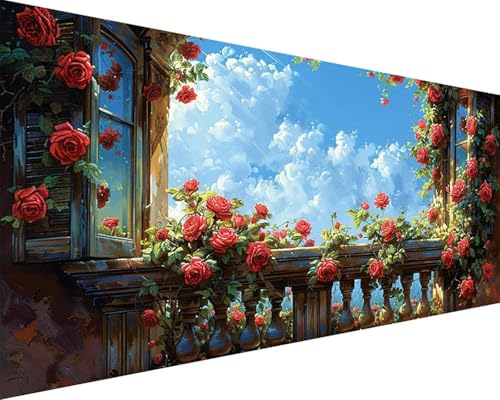 Malen Nach Zahlen Erwachsene Landschaft Malen Nach Zahlen Blume Paint by Numbers Farbige Leinwand mit Pinselset Acrylfarben Kreativ Set für Kinder, Home Wand Deko Wohnzimmer Geschenke 80x160cm w4-165 von BAIYAACO