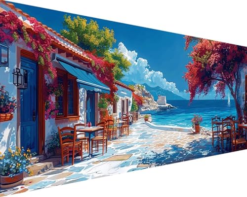 Malen Nach Zahlen Erwachsene Landschaft Malen Nach Zahlen Meer Paint by Numbers Farbige Leinwand mit Pinselset Acrylfarben Kreativ Set für Kinder, Home Wand Deko Wohnzimmer Geschenke 80x160cm z4-219 von BAIYAACO