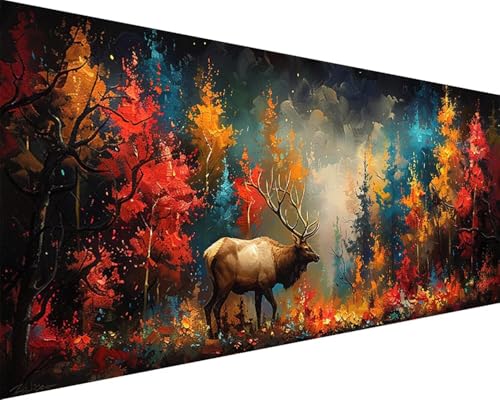 Malen Nach Zahlen Erwachsene Landschaft Malen Nach Zahlen Tier Paint by Numbers Farbige Leinwand mit Pinselset Acrylfarben Kreativ Set für Kinder, Home Wand Deko Wohnzimmer Geschenke 50x100cm w4-56 von BAIYAACO