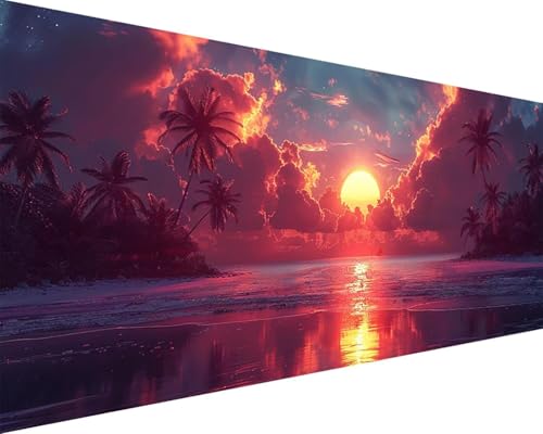 Malen Nach Zahlen Erwachsene Sonnenuntergang Malen Nach Zahlen Meer Paint by Numbers Farbige Leinwand mit Pinselset Acrylfarben Kreativ Set für Erwachsene, Home Wand Deko Wohnzimmer 100x200cm a4-36 von BAIYAACO