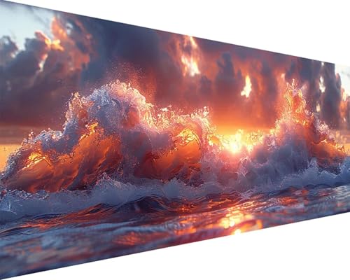 Malen Nach Zahlen Erwachsene Sonnenuntergang Malen Nach Zahlen Meer Paint by Numbers Farbige Leinwand mit Pinselset Acrylfarben Kreativ Set für Erwachsene, Home Wand Deko Wohnzimmer 40x80cm t4-39 von BAIYAACO