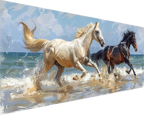 Malen Nach Zahlen Erwachsene Tier Malen Nach Zahlen Meer Paint by Numbers Farbige Leinwand mit Pinselset Acrylfarben Kreativ Set für Erwachsene, Home Wand Deko Wohnzimmer Geschenke 30x60cm v4-17T von BAIYAACO