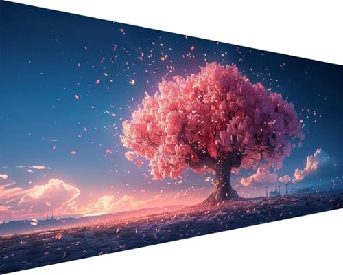 Malen Nach Zahlen Landschaft Malen Nach Zahlen Erwachsene Baum Paint by Numbers Kits mit 3 - Pinseln und Acrylfarben Handgemalt Ölgemälde Farbige Leinwand Set, Geschenke für Frauen 30x60cm z3-27G von BAIYAACO