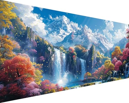 Malen Nach Zahlen Landschaft Malen Nach Zahlen Erwachsene Fallen Paint by Numbers Kits mit 3 - Pinseln und Acrylfarben Handgemalt Ölgemälde Farbige Leinwand Set, Geschenke für Frauen 80x160cm k3-199 von BAIYAACO