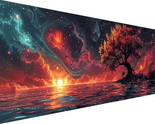 Malen Nach Zahlen Landschaft Malen Nach Zahlen Erwachsene Sternenhimmel Paint by Numbers Kits mit 3 - Pinseln und Acrylfarben Handgemalt Ölgemälde Farbige Leinwand Set, Zimmer Deko 80x160cm e3-25E von BAIYAACO