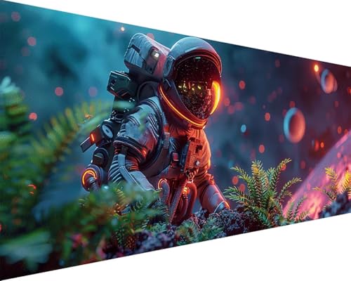 Malen Nach Zahlen Sternenhimmel Malen Nach Zahlen Erwachsene Astronaut Paint by Numbers Kits mit Pinseln und Acrylfarben Handgemalt Ölgemälde Farbige Leinwand Set, Geschenke für Frauen 40x80cm c3-152 von BAIYAACO