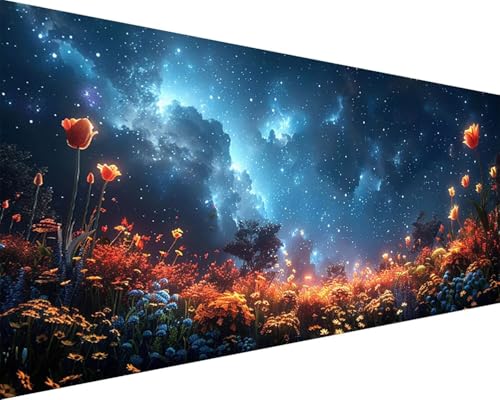 Malen Nach Zahlen Sternenhimmel Malen Nach Zahlen Erwachsene Blume Paint by Numbers Kits mit Pinseln und Acrylfarben Handgemalt Ölgemälde Farbige Leinwand Set, Geschenke für Frauen 100x200cm o3-192 von BAIYAACO