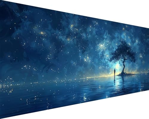Malen Nach Zahlen Sternenhimmel Malen Nach Zahlen Erwachsene Landschaft Paint by Numbers Kits mit 3 - Pinseln und Acrylfarben Handgemalt Ölgemälde Farbige Leinwand Set, Zimmer Deko 80x160cm u3-19V von BAIYAACO
