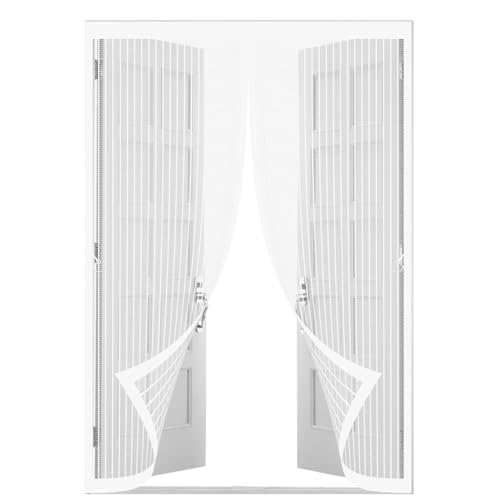Fliegengitter Tür Magnet 88 x 220 cm Fliegengitter Tür Ohne Bohren Balkontür Magnet Luft Kann Frei Strömen Magnetvorhang für Schlafzimmer, Kinderzimmer, Weiß von BAIYUNFC
