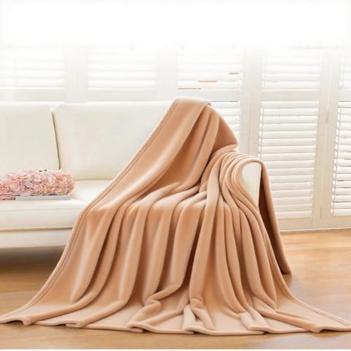 Kuscheldecke 180 x 180 cm Leicht, Weich, Atmungsaktiv, Wohn-Kuscheldecken für Mama, Frauen Und Freundin, Beige von BAIYUNFC