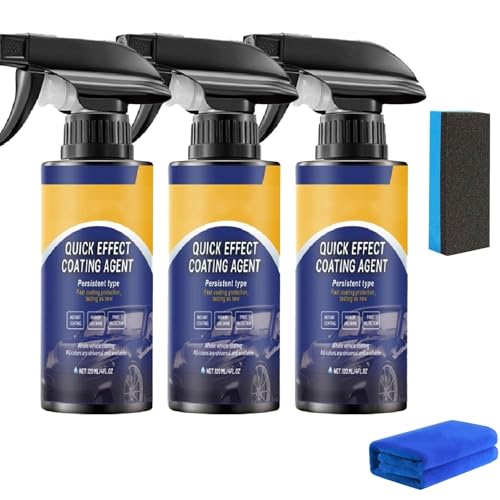 3PCS Quick Effect Coating Agent Spray for Car, Das Hocheffiziente Keramik-Beschichtungsspray, das Reparatur, Schutz und Aufhellung Vereint, Repariert Kratzer und Abnutzungserscheinungen von BAInuai