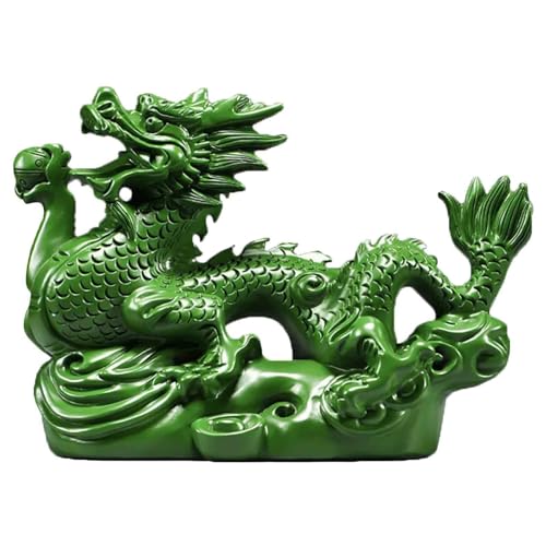 BAInuai Chinesische Fengshui Drachen Statue, Chinesische Drachen Figur Aus Holz, Tierkreiszeichen Sternzeichen Drache Dekofigur, Neujahr Geschenke Schreibtisch Büro Tischdeko, 10cm (Grün) von BAInuai