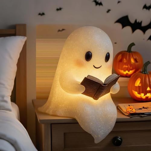 Ghost Swing Lamp, Ghost Reading Book Lamp, Halloween Deko Led Geist Lampe, Niedliche Geister-Leselampe, Halloween-Dekoration FüR Leser Und Buchliebhaber (Groß) von BAInuai