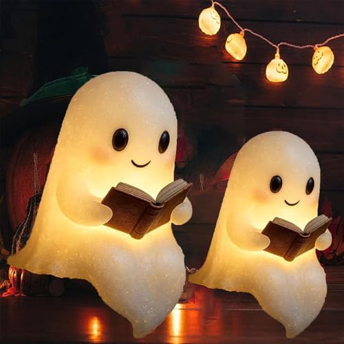 Ghost Swing Lamp, Ghost Reading Book Lamp, Halloween Deko Led Geist Lampe, Niedliche Geister-Leselampe, Halloween-Dekoration FüR Leser Und Buchliebhaber (Kleine+Groß) von BAInuai