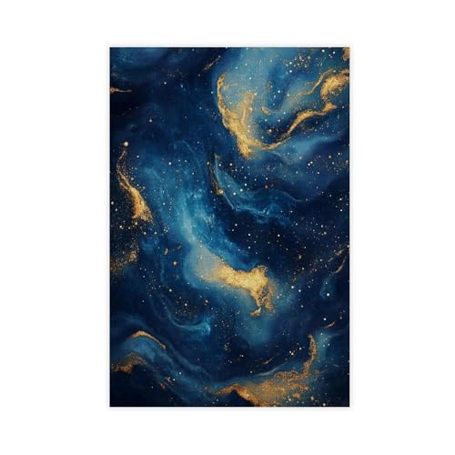 BAJHTGHG Abstraktes Leinwandposter mit kosmischem Blau und Gold, Wandkunstdruck, Bild, Gemälde, 60 x 90 cm BAJHTGHG Abstraktes Leinwandposter mit kosmischem Blau und Gold, Wandkunstdruck, Bild, Gemälde, 60 x 90 cm von BAJHTGHG