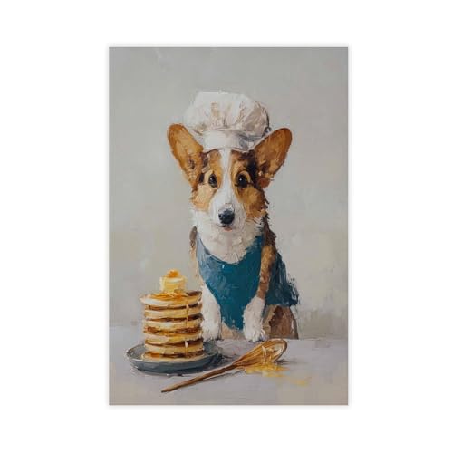 BAJHTGHG Corgi Chef Pfannkuchen-Poster, Leinwand-Poster, Schlafzimmer-Dekor, Landschaftsdekoration, Geschenk, 50 x 75 cm BAJHTGHG Corgi Chef Pfannkuchen-Poster, Leinwand-Poster, Schlafzimmer-Dekor, Landschaftsdekoration, Geschenk, 50 x 75 cm von BAJHTGHG
