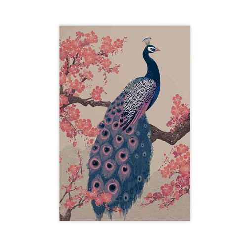 BAJHTGHG Elegantes Leinwandposter mit Pfau und Kirschblüte, Schlafzimmer, Dekoration, Landschaftsdekoration, Geschenk, 20 x 30 cm BAJHTGHG Elegantes Leinwandposter mit Pfau und Kirschblüte, Schlafzimmer, Dekoration, Landschaftsdekoration, Geschenk, 20 x 30 cm von BAJHTGHG