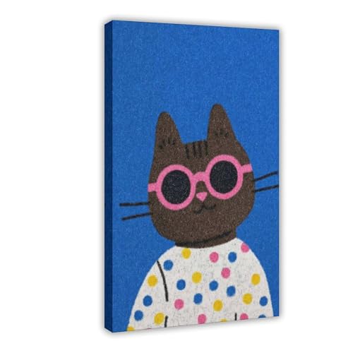 BAJHTGHG Flippiges Leinwandposter mit schwarzer Katze, Schlafzimmerdekoration, Landschaftsdekoration, Geschenk, 60 x 90 cm von BAJHTGHG