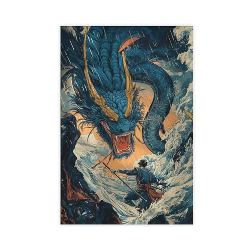 BAJHTGHG Japanisches Leinwand-Poster, Motiv: Drache, Schlafzimmer, Dekoration, Landschaftsdekoration, Geschenk, 40 x 60 cm BAJHTGHG Japanisches Leinwand-Poster, Motiv: Drache, Schlafzimmer, Dekoration, Landschaftsdekoration, Geschenk, 40 x 60 cm von BAJHTGHG