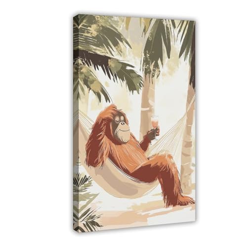 BAJHTGHG Kunstdruck auf Leinwand, Motiv: Orang-Utan in Hängematte, tropischer Cocktail, 30 x 45 cm BAJHTGHG Kunstdruck auf Leinwand, Motiv: Orang-Utan in Hängematte, tropischer Cocktail, 30 x 45 cm von BAJHTGHG