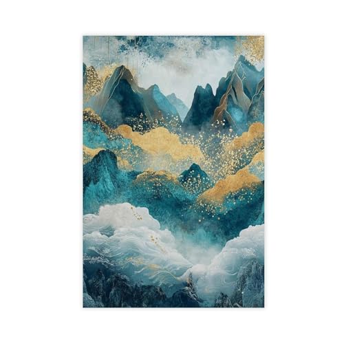 BAJHTGHG Leinwand-Poster, Motiv: Goldene Berglandschaft, Wandkunstdruck, Bild, Gemälde, 30 x 45 cm BAJHTGHG Leinwand-Poster, Motiv: Goldene Berglandschaft, Wandkunstdruck, Bild, Gemälde, 30 x 45 cm von BAJHTGHG