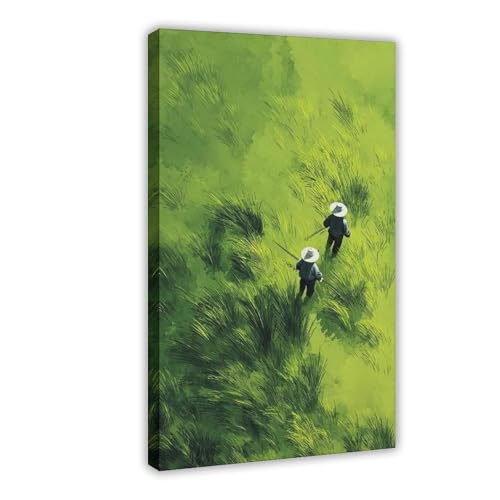 BAJHTGHG Leinwand-Poster, Motiv: Grünes Reisfeld, Wandkunstdruck, Bild, Gemälde, 50 x 75 cm BAJHTGHG Leinwand-Poster, Motiv: Grünes Reisfeld, Wandkunstdruck, Bild, Gemälde, 50 x 75 cm von BAJHTGHG