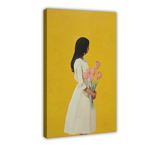 BAJHTGHG Leinwand-Poster, Motiv: Mädchen mit Blumen, 40 x 60 cm BAJHTGHG Leinwand-Poster, Motiv: Mädchen mit Blumen, 40 x 60 cm von BAJHTGHG