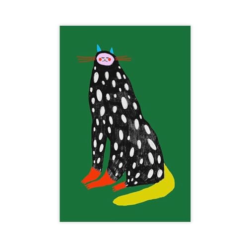 BAJHTGHG Leinwandposter "Blissful Cat", Schlafzimmer, Dekoration, Landschaftsdekoration, Geschenk, 50 x 75 cm von BAJHTGHG