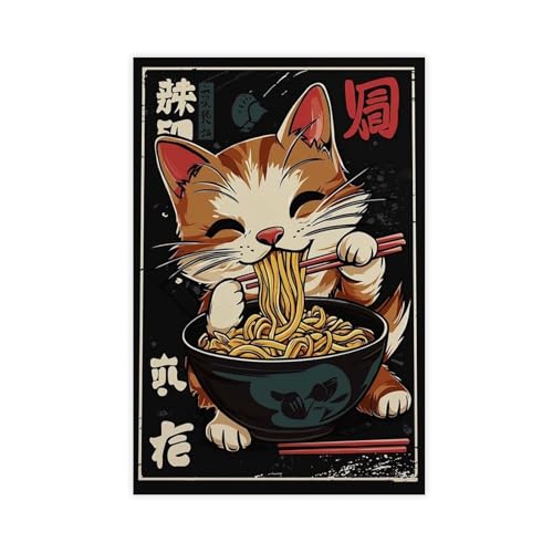 BAJHTGHG Leinwandposter Happy Cat Ramen Poste Schlafzimmer Dekor Landschaft Dekor Geschenk 40 x 60 cm BAJHTGHG Leinwandposter Happy Cat Ramen Poste Schlafzimmer Dekor Landschaft Dekor Geschenk 40 x 60 cm von BAJHTGHG