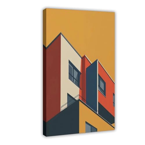 BAJHTGHG Leinwandposter mit abstraktem geometrischem Gebäude, Schlafzimmer, Dekoration, Landschaftsdekoration, Geschenk, 20 x 30 cm von BAJHTGHG
