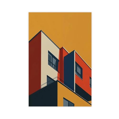 BAJHTGHG Leinwandposter mit abstraktem geometrischem Gebäude, Schlafzimmer, Dekoration, Landschaftsdekoration, Geschenk, 40 x 60 cm von BAJHTGHG