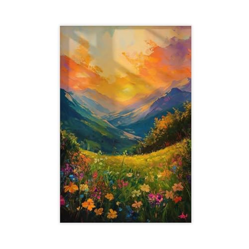 BAJHTGHG Leinwandposter mit buntem Sonnenuntergang über Tal, Schlafzimmer, Dekoration, Landschaftsdekoration, Geschenk, 60 x 90 cm von BAJHTGHG