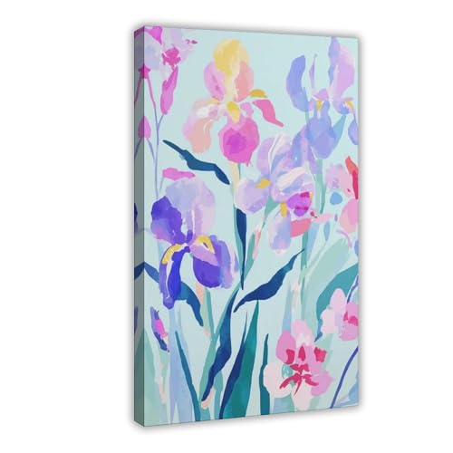 BAJHTGHG Leinwandposter mit bunten Irisblumen, Schlafzimmerdekoration, Landschaftsdekoration, Geschenk, 20 x 30 cm von BAJHTGHG