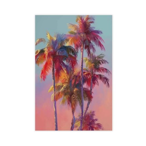 BAJHTGHG Leinwandposter mit bunten Palmen, Schlafzimmerdekoration, Landschaftsdekoration, Geschenk, 20 x 30 cm von BAJHTGHG