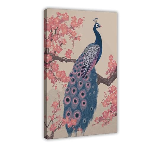 BAJHTGHG Leinwandposter mit elegantem Pfau und Kirschblüte, Wandkunstdruck, Bild, Gemälde, 30 x 45 cm BAJHTGHG Leinwandposter mit elegantem Pfau und Kirschblüte, Wandkunstdruck, Bild, Gemälde, 30 x 45 cm von BAJHTGHG