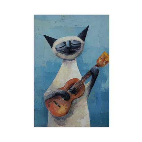 BAJHTGHG Leinwandposter mit lustiger Katze, die Gitarre spielt, Schlafzimmer, Landschaftsdekoration, Geschenk, 50 x 75 cm BAJHTGHG Leinwandposter mit lustiger Katze, die Gitarre spielt, Schlafzimmer, Landschaftsdekoration, Geschenk, 50 x 75 cm von BAJHTGHG
