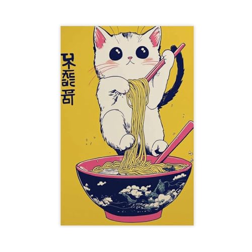 BAJHTGHG Leinwandposter mit niedlicher Katze, Ramen, Wandkunstdruck, Bild, Gemälde, 50 x 75 cm BAJHTGHG Leinwandposter mit niedlicher Katze, Ramen, Wandkunstdruck, Bild, Gemälde, 50 x 75 cm von BAJHTGHG