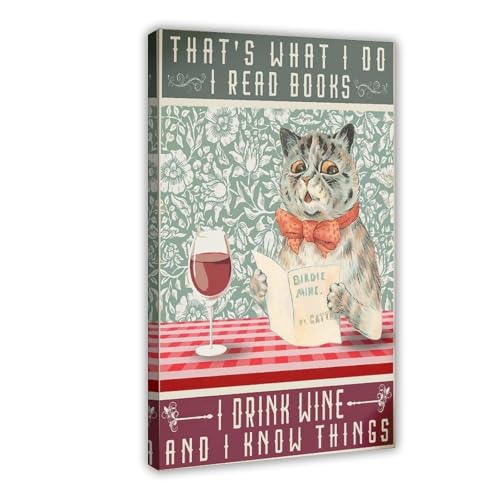 BAJHTGHG Lustiges Katzen-Poster mit Weinzitat, Leinwand-Poster, Schlafzimmer, Dekoration, Landschaftsdekoration, Geschenk, 20 x 30 cm von BAJHTGHG