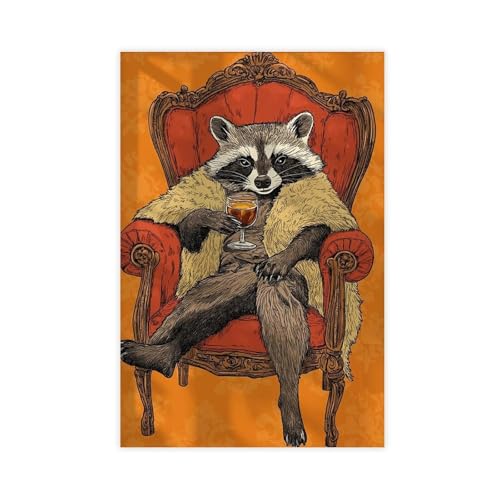 BAJHTGHG Poster, Motiv: Fancy Racoon auf Leinwand, Schlafzimmer, Dekoration, Landschaftsdekoration, Geschenk, 50 x 75 cm von BAJHTGHG