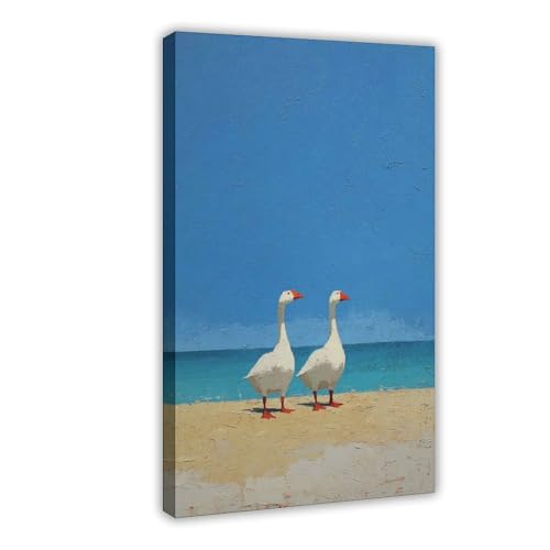 BAJHTGHG Poster auf Leinwand, Motiv Enten am Strand, Wandkunstdruck, Bild, Gemälde, 50 x 75 cm von BAJHTGHG