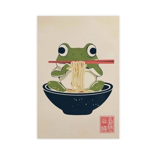 BAJHTGHG Poster auf Leinwand, Motiv: Frosch isst Nudeln, Wandkunstdruck, Bild, Gemälde, 30 x 45 cm BAJHTGHG Poster auf Leinwand, Motiv: Frosch isst Nudeln, Wandkunstdruck, Bild, Gemälde, 30 x 45 cm von BAJHTGHG
