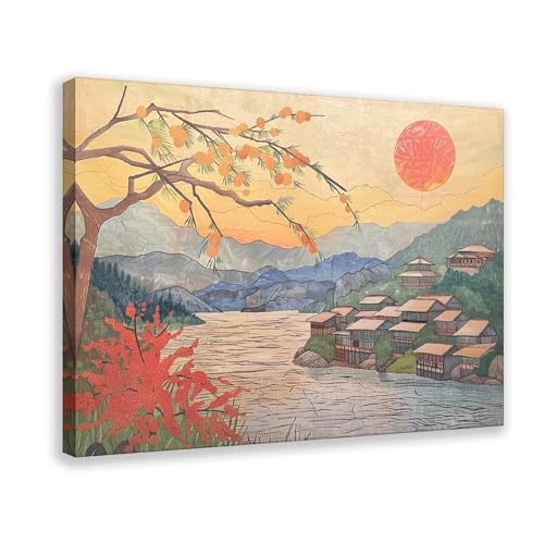 BAJHTGHG Poster mit asiatischer Landschaft, Leinwand, Schlafzimmer, Dekoration, Landschaftsdekoration, Geschenk, 30 x 45 cm von BAJHTGHG