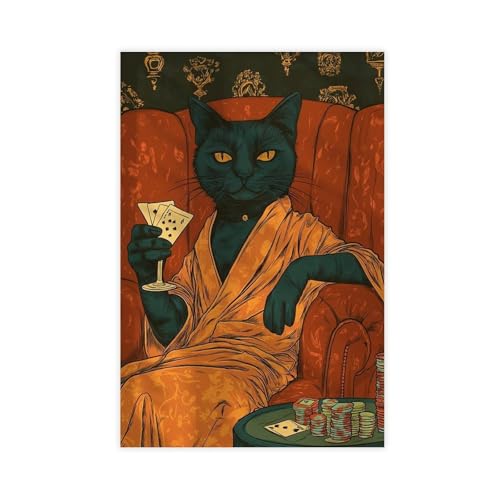 BAJHTGHG Poster mit spielender Katze, Leinwand, Schlafzimmer, Dekoration, Landschaftsdekoration, Geschenk, 40 x 60 cm von BAJHTGHG