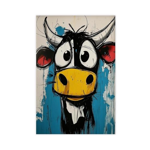 Farbenfrohes abstraktes Kuhgemälde, Leinwand, Poster, Schlafzimmer, Dekoration, Landschaftsdekoration, Geschenk, 60 x 90 cm von BAJHTGHG